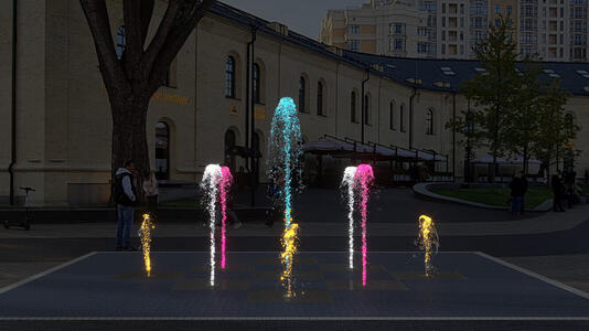 проект квадратного пешеходного фонтана