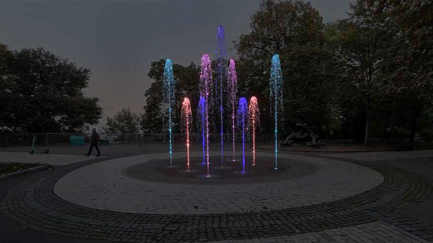 Круглый пешеходный фонтан 7 метров с проектом 